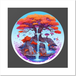 Maple Tree with Waterfalls Posters and Art